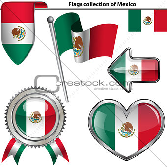 Glossy icons with flag of Mexico