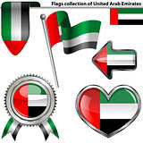 Glossy icons with flag of United Arab Emirates
