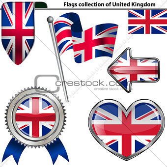 Glossy icons with flag of United Kingdom