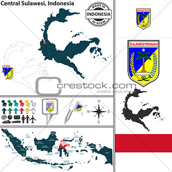 Map of Central Sulawesi, Indonesia