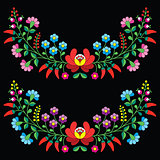 Hungarian floral folk pattern - Kalocsai embroidery with flowers and paprika
