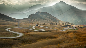 Serpentine road at Passo Giau, Dolomites, Italy