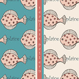 set of seamless pattern with fish flounder or plaice