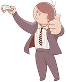 Businessman holding money and showing ok
