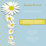 Invite vintage with chamomile flowers and sample text