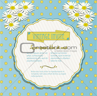 Vintage invite with chamomile flowers