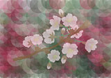 Apple tree branch on mosaic background