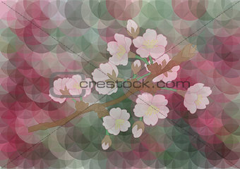 Apple tree branch on mosaic background