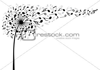 music dandelion flower, vector