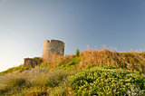 Ruins of the ancient ancient tower at seaside Nessebar, Bulgaria