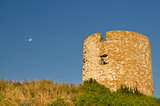 Ruins of the ancient tower at seaside Nessebar, Bulgaria
