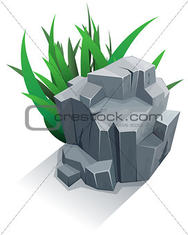 Single stone with grass