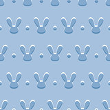 Vector seamless blue background with rabbits