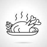 Black line vector icon for baked chicken