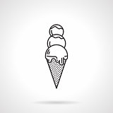 Cone ice cream black line vector icon