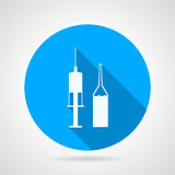 Ampoule and syringe flat vector icon