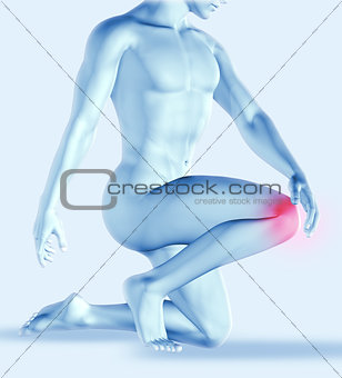 3D male holding knee in pain