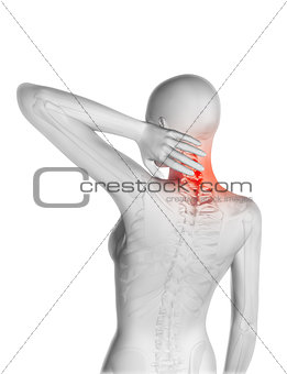 3D female figure with neck pain