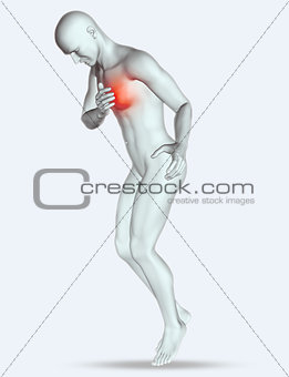 3D male figure with chest pain