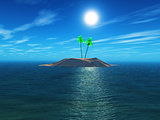3d Palm tree island