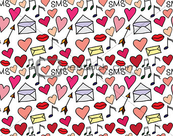 Seamless vector pattern of loving hearts