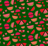 Vector seamless pattern of slices  watermelon