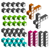 house music party cubic square fonts in different colors
