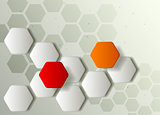 Hexagons technology and communication backgroun
