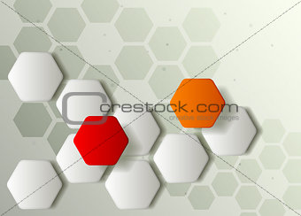 Hexagons technology and communication backgroun