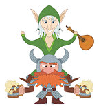 Friends drunken, elf and dwarf