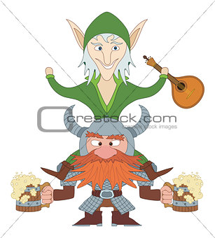 Friends drunken, elf and dwarf