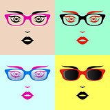 Woman faces with glasses