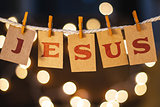 Jesus Concept Clipped Cards and Lights