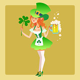Girl elf green costume St. Patrick day