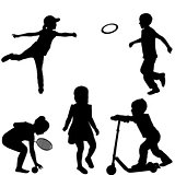 Silhouettes of children playing