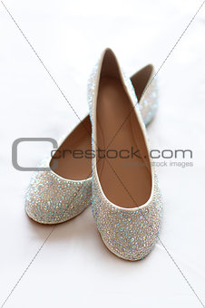 flat wedding shoes with diamante 