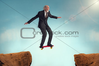 senior man enjoying the risk of a challenge