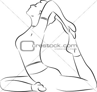 young woman training in yoga asana - pigeon pose isolated
