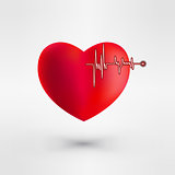 Heart with EKG signal. Valentine's Day. Vector Illustration.