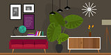 living room home interior vector illustration