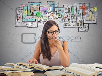 Girl studying academic subjects