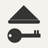 Flat in black and white mobile application roof key 