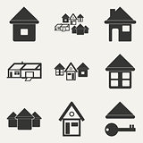 Flat in black and white mobile application houses 
