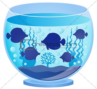Aquarium with fish silhouettes 1