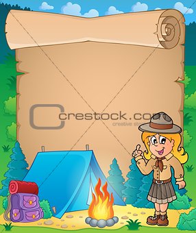 Parchment with advising scout girl