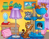 Room with happy cats