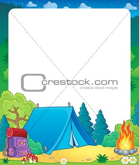 Summer frame with camp site theme