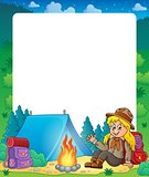 Summer frame with scout girl theme 1