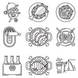 Black line vector icons for barbecue