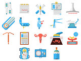 Flat design icons vector collection of gynecology